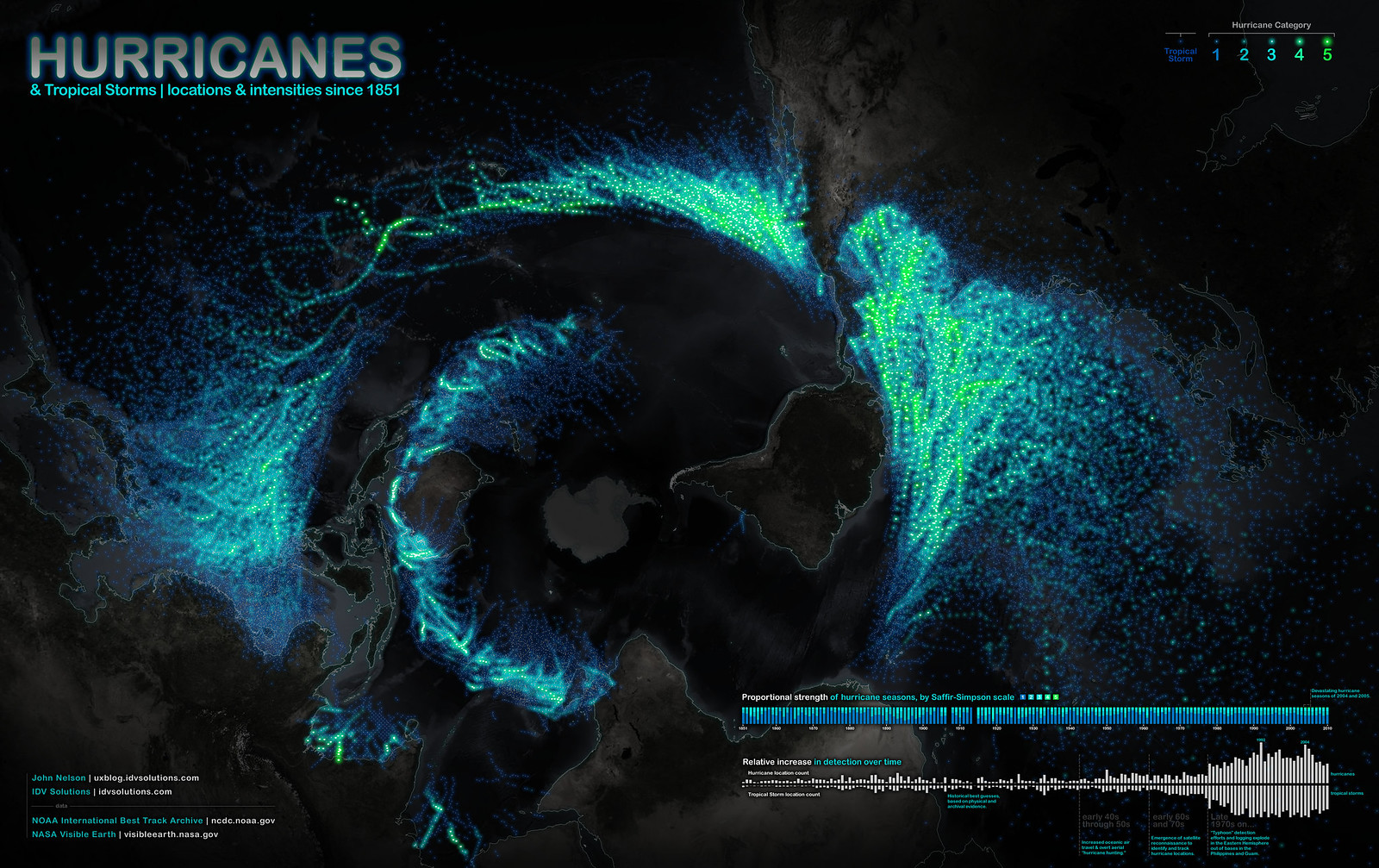 Every hurricane since 1851, by IDV solutions