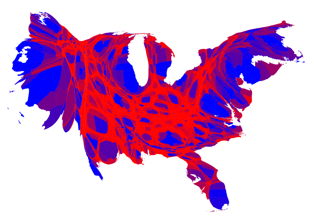 2016 cartogram by county